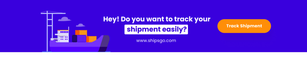 A blue banner refers ShipsGo container tracking