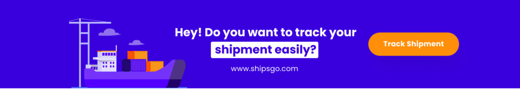 Un banner blu rimanda alla tracciabilità dei container ShipsGo