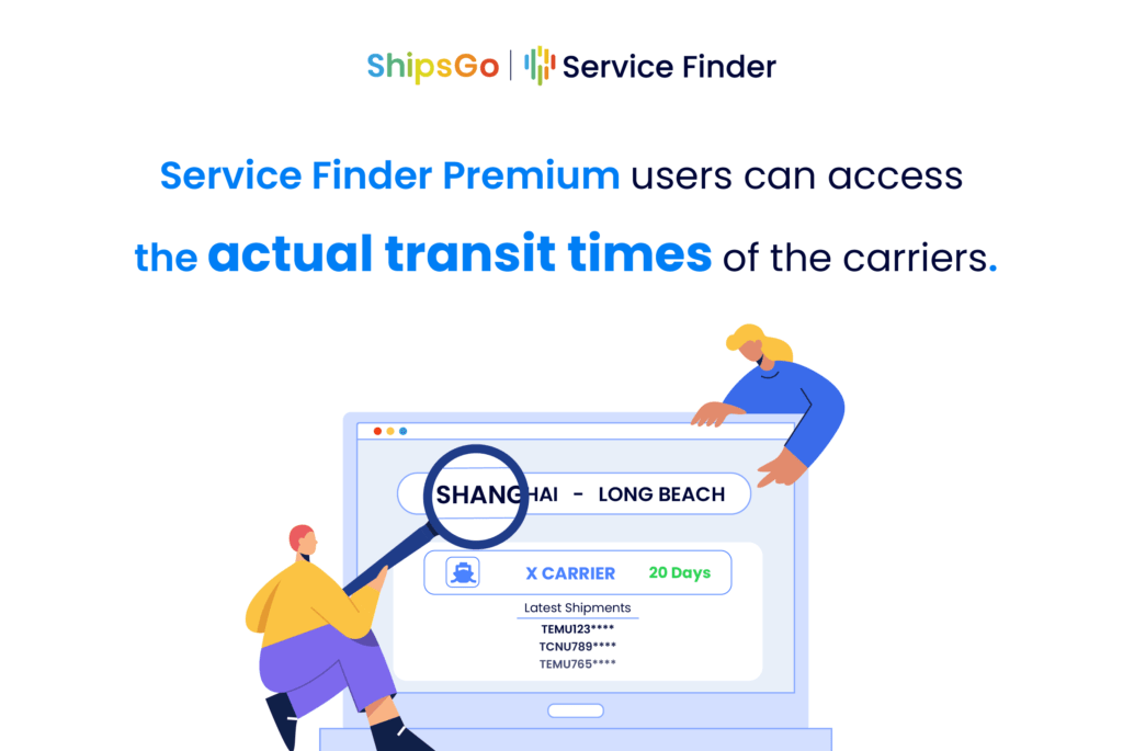 ShipsGo Service Finder Actual Transit Times